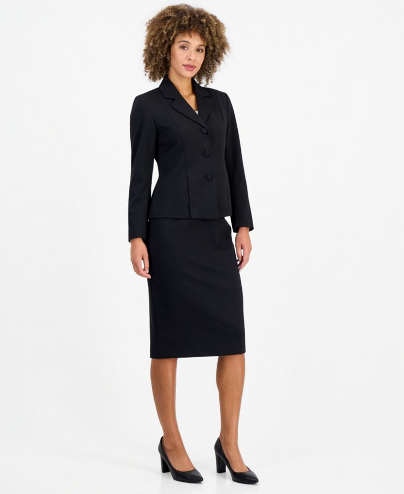 Women's Peplum Pencil Notched-Collar Jacket and Skirt, 2-Piece Set