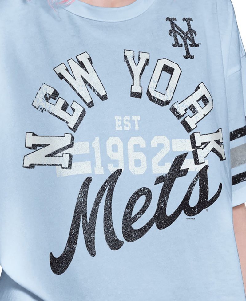 Women's Light Blue New York Mets Cropped Hurry Up Offense T-Shirt