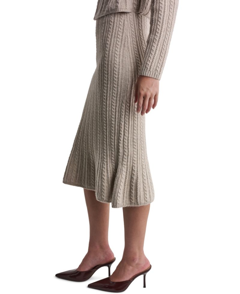 Women's High-Waisted Cable-Knit Midi Skirt