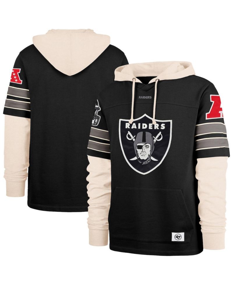 Men's Black Las Vegas Raiders Split Zone Cornerback Duo Hoodie