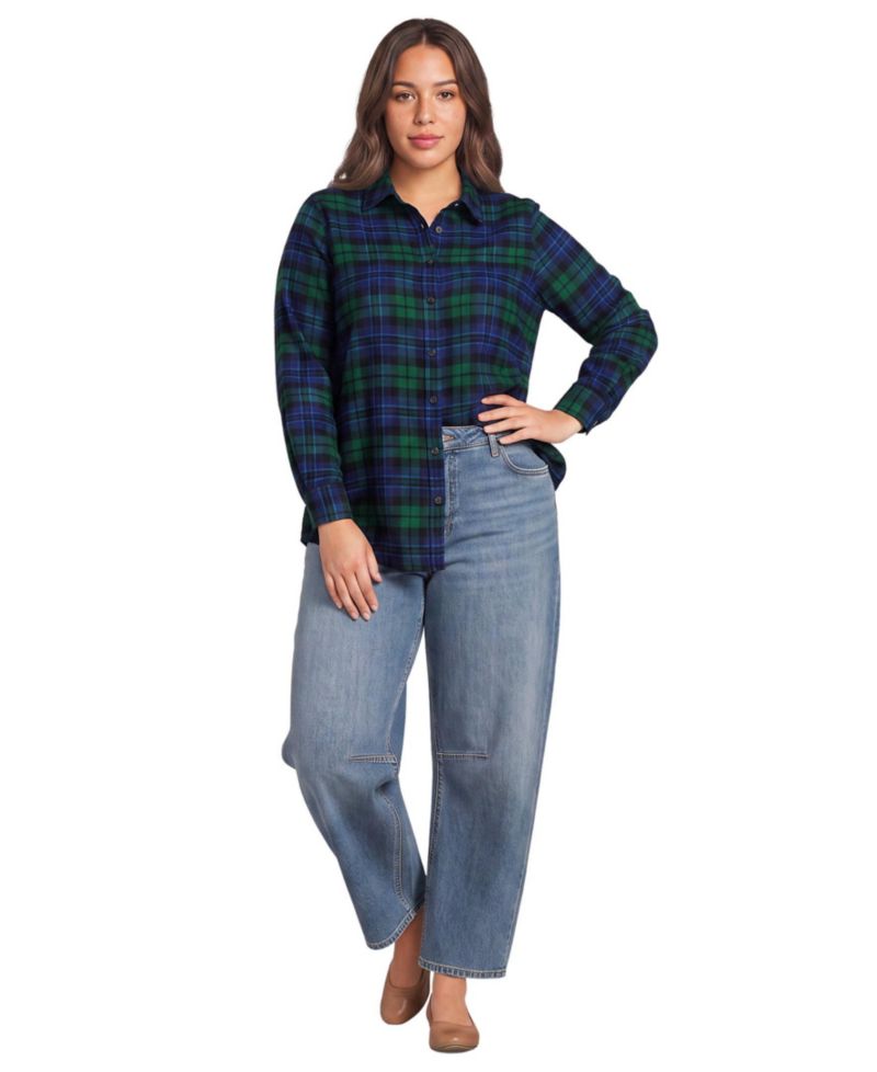Plus Size Flannel Boyfriend Long Sleeve Shirt