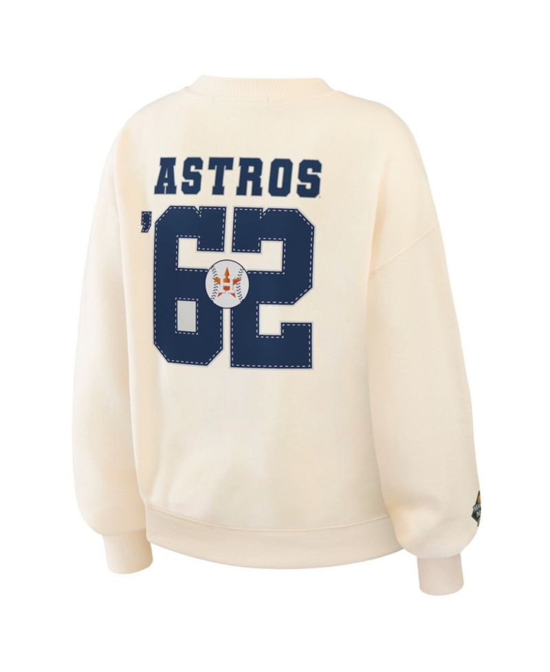 Women's Cream Houston Astros Heavyweight Crew Neck Sweatshirt