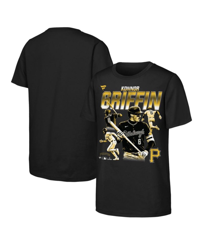 Big Boys and Girls Konnor Griffin Black Pittsburgh Pirates Multi-Pic Name & Number T-Shirt