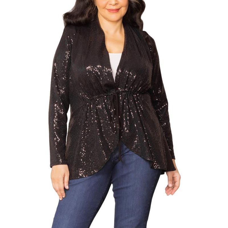 Plus Size Glitz and Glam Sequin Cardigan
