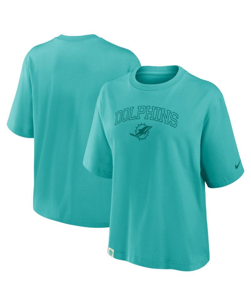 Women's Aqua Miami Dolphins Glory Arch Boxy T-Shirt