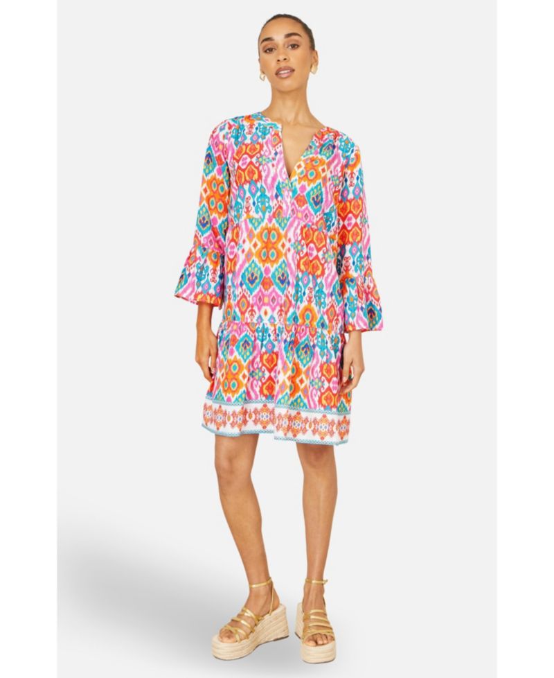 Women's Ikat Print Viscose Beach Tunic Dress