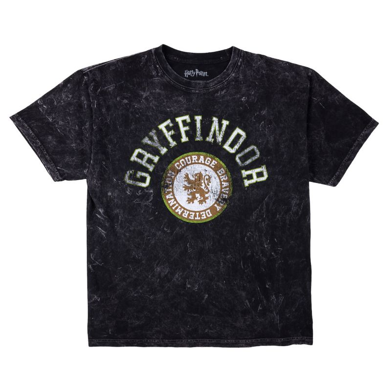 Men's Gryffindor Varsity Blue Vintage Mineral Wash Crew Neck Short Sleeve T-shirt