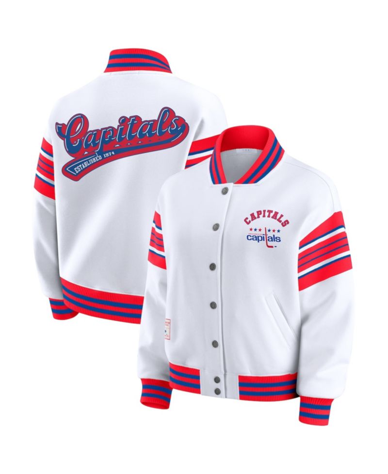 Women's White/Red Washington Capitals Full-Snap Fleece Sweatshirt Jacket