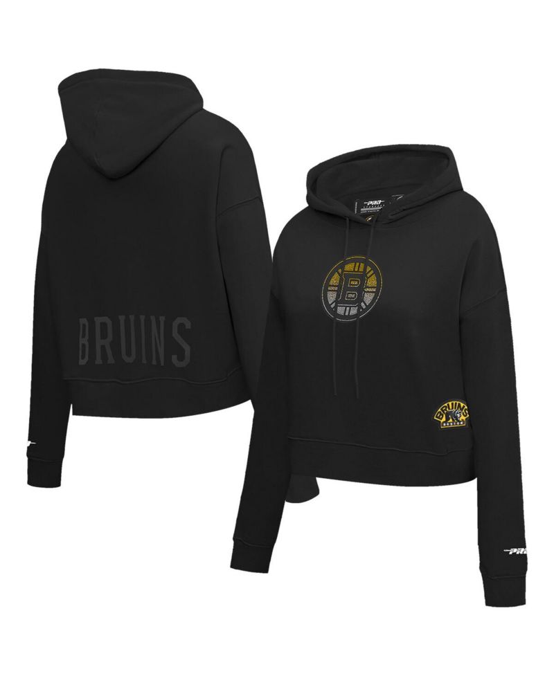 Women's Black Boston Bruins Jewels Cropped Pullover Hoodie