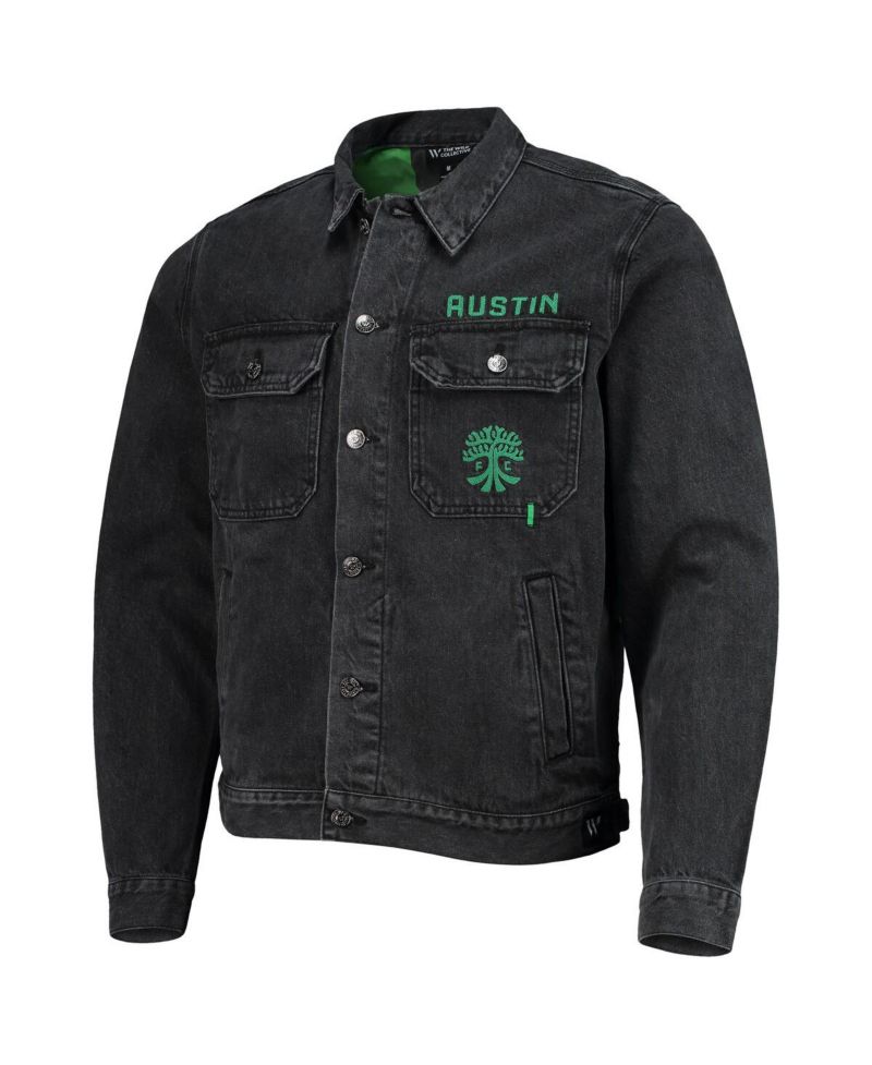 Men's Black Austin FC Denim Button-Up Jacket