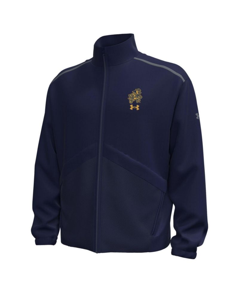 Men's #1 Navy Notre Dame Fighting Irish Irish Wear Green Unstoppable Woven Full-Zip Jacket