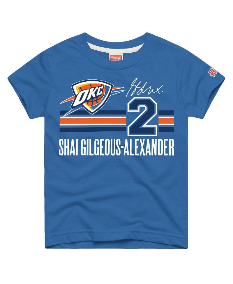 Big Boys and Girls Shai Gilgeous-Alexander Blue Oklahoma City Thunder Remix Signature Name & Number Tri-Blend T-Shirt