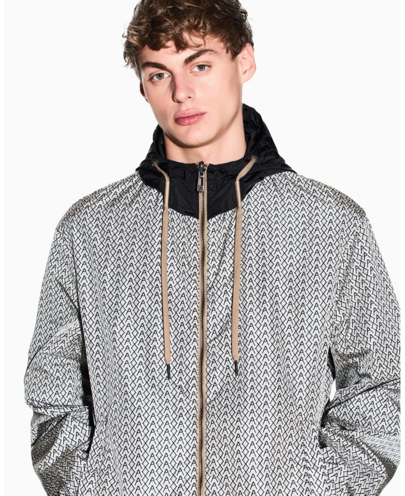 Men's Allover Logo Print Windbreaker Jacket