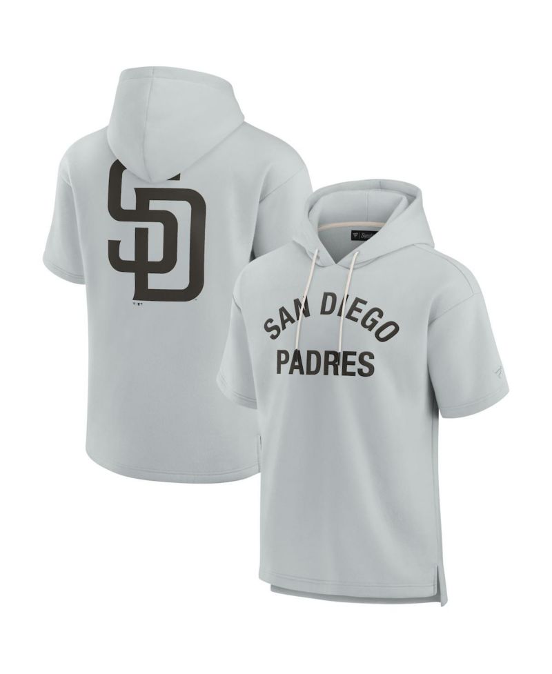 Men's and Women's Gray San Diego Padres Super Soft Fleece Short Sleeve Hoodie
