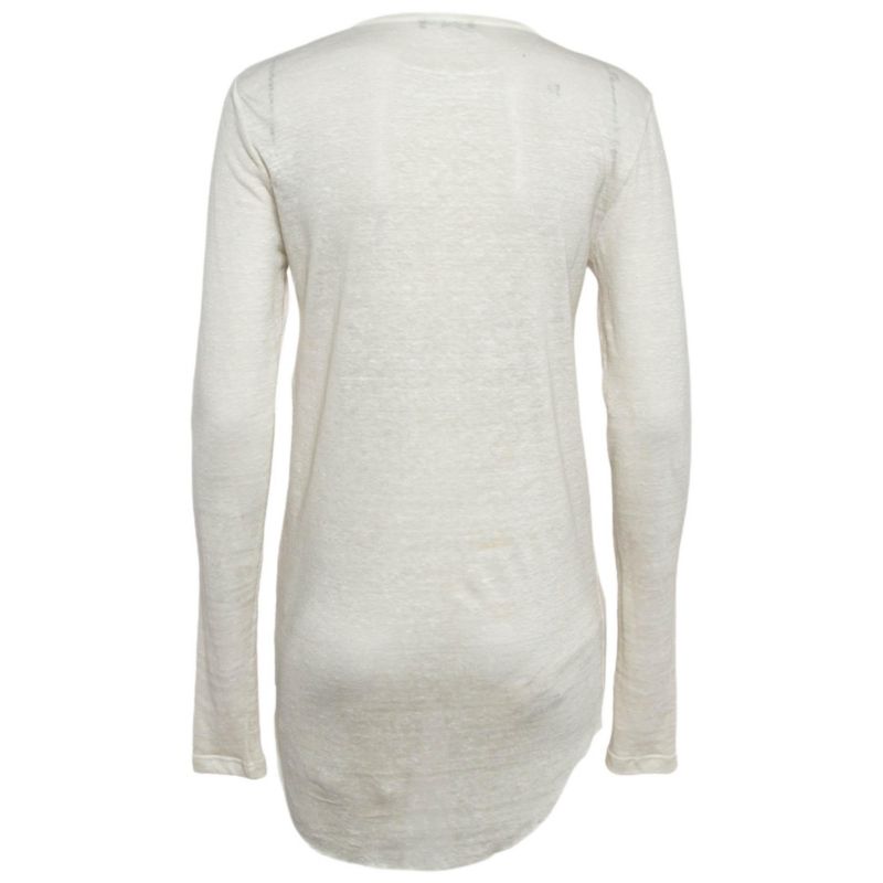 Women's Off-White Linen Knit Lace-Up Top