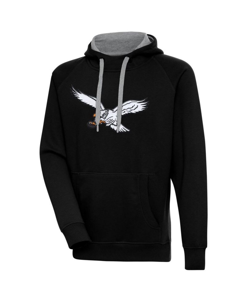Men's Black Philadelphia Eagles Throwback Logo Victory Pullover Hoodie