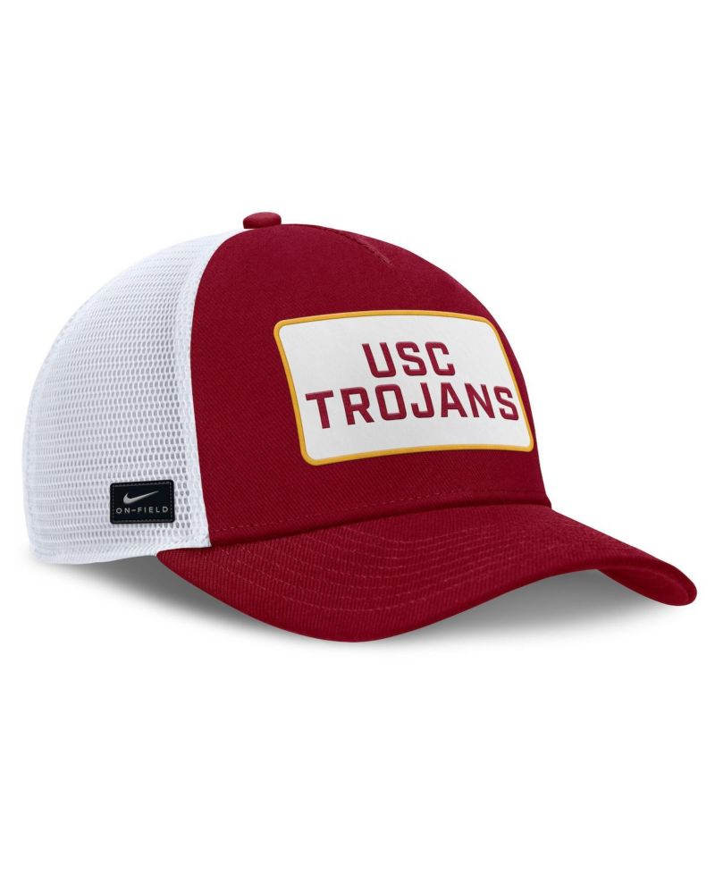 Men's Cardinal/White USC Trojans 2025 On-Field Rise Patch Trucker Adjustable Hat