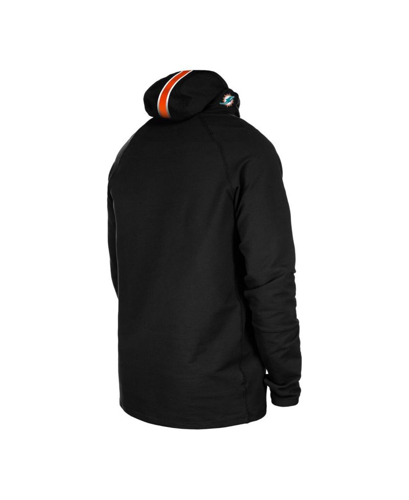 Men's Black Miami Dolphins Functional Fandom Balaclava Helmet Stripe Tri-Blend Hoodie