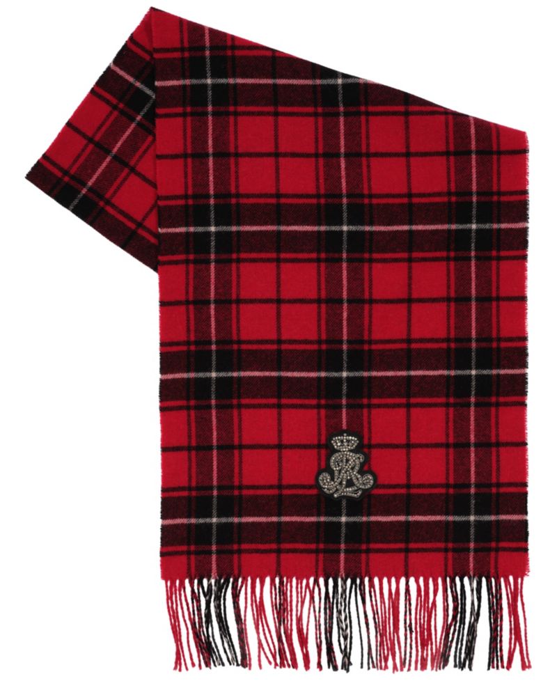 Blackwatch Plaid Scarf with Crystal Patch