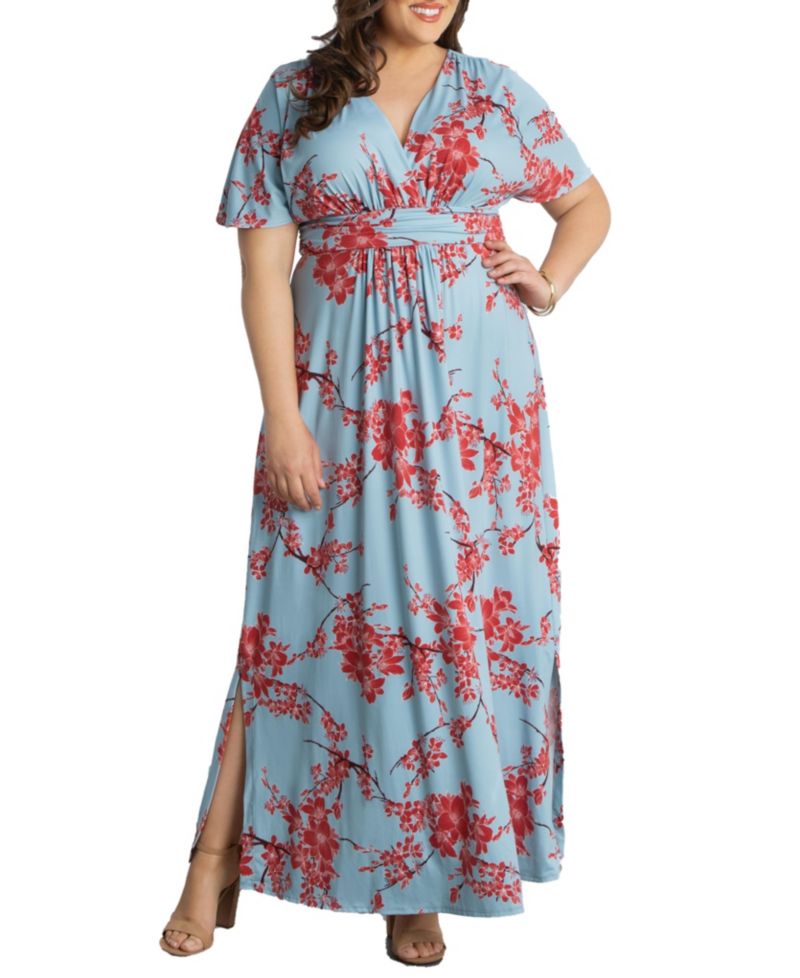 Plus Size Vienna Kimono Sleeve Long Maxi Dress