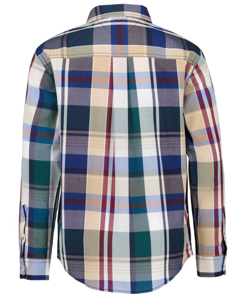 Boys' 2-7 Long-Sleeve Point-Collar Plaid Shirt