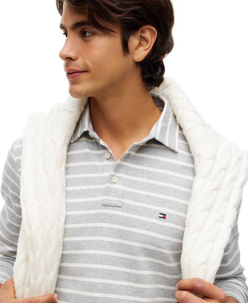 Men's Waffle Stripe Polo Shirt