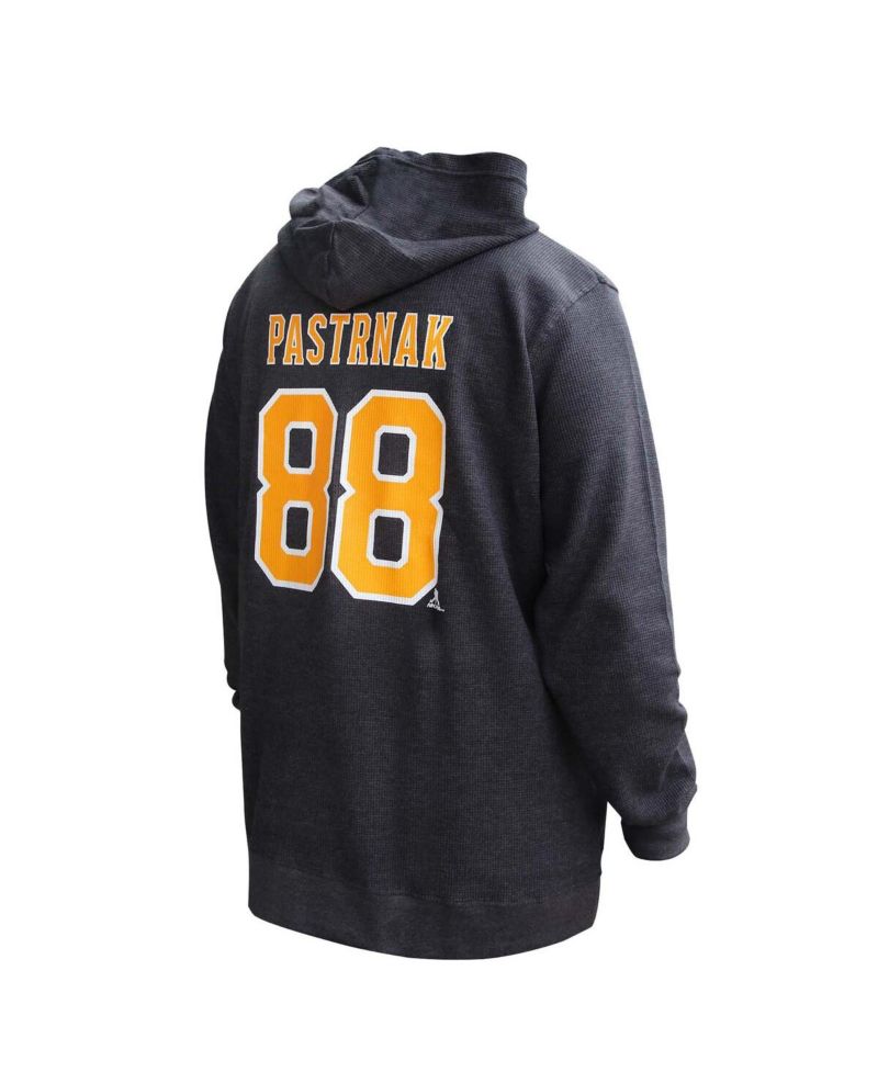 Women's David Pastrnak Black Boston Bruins Plus Size Name & Number Thermal Pullover Hoodie