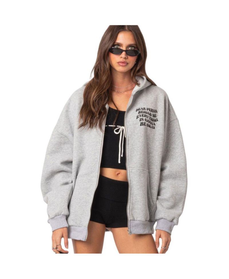 Women's Everything's ok zip up oversized hoodie