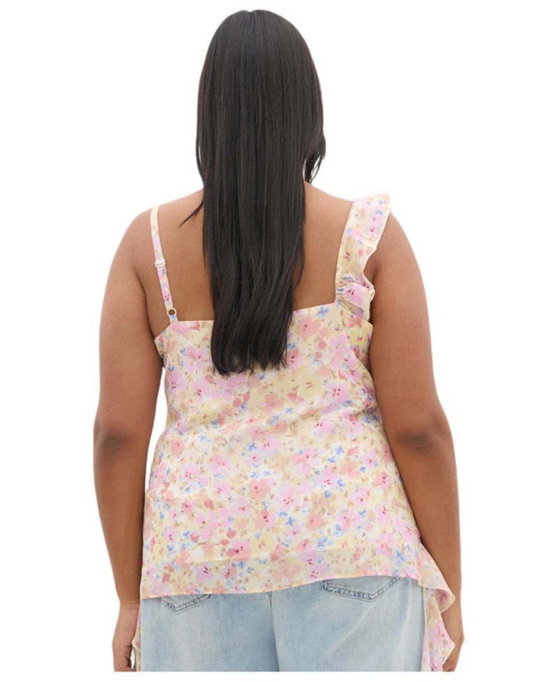 Women's Plus Size Waverly Frill Print Top