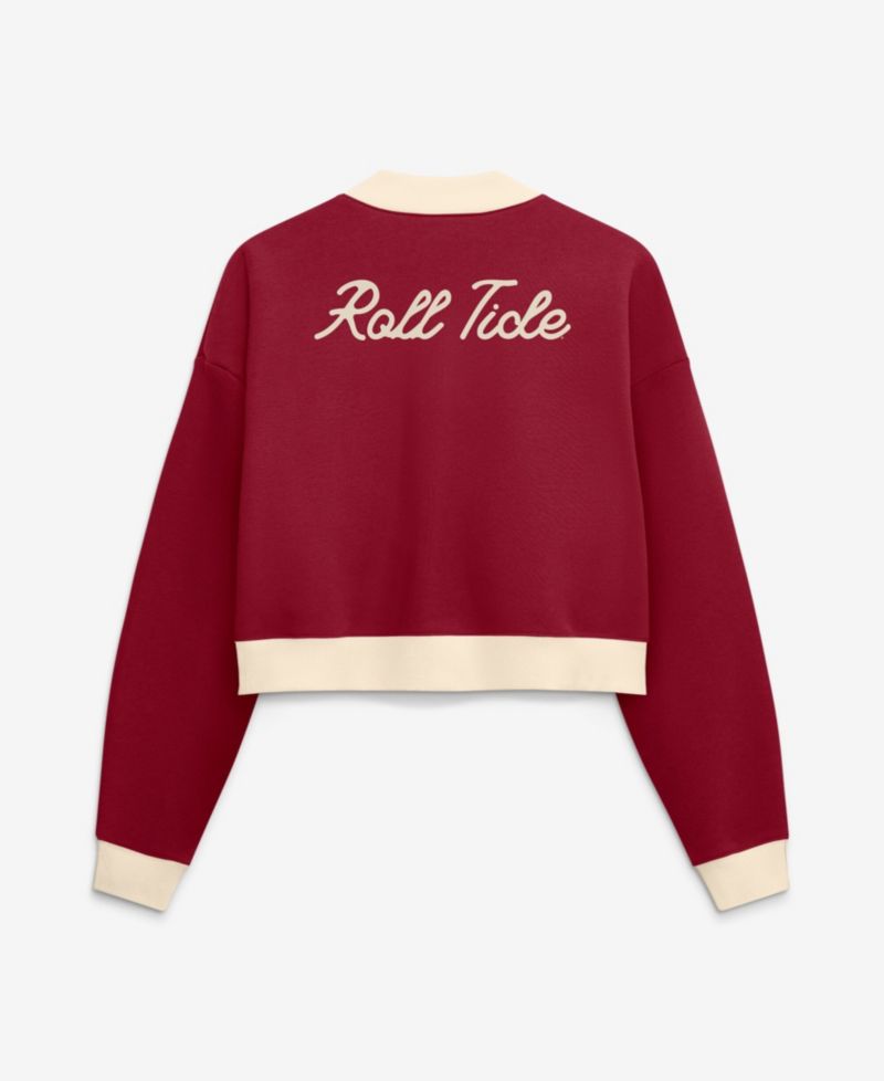 Women's Alabama Crimson Tide Full-Zip Oversized Fleece Cropped Bomber Jacket