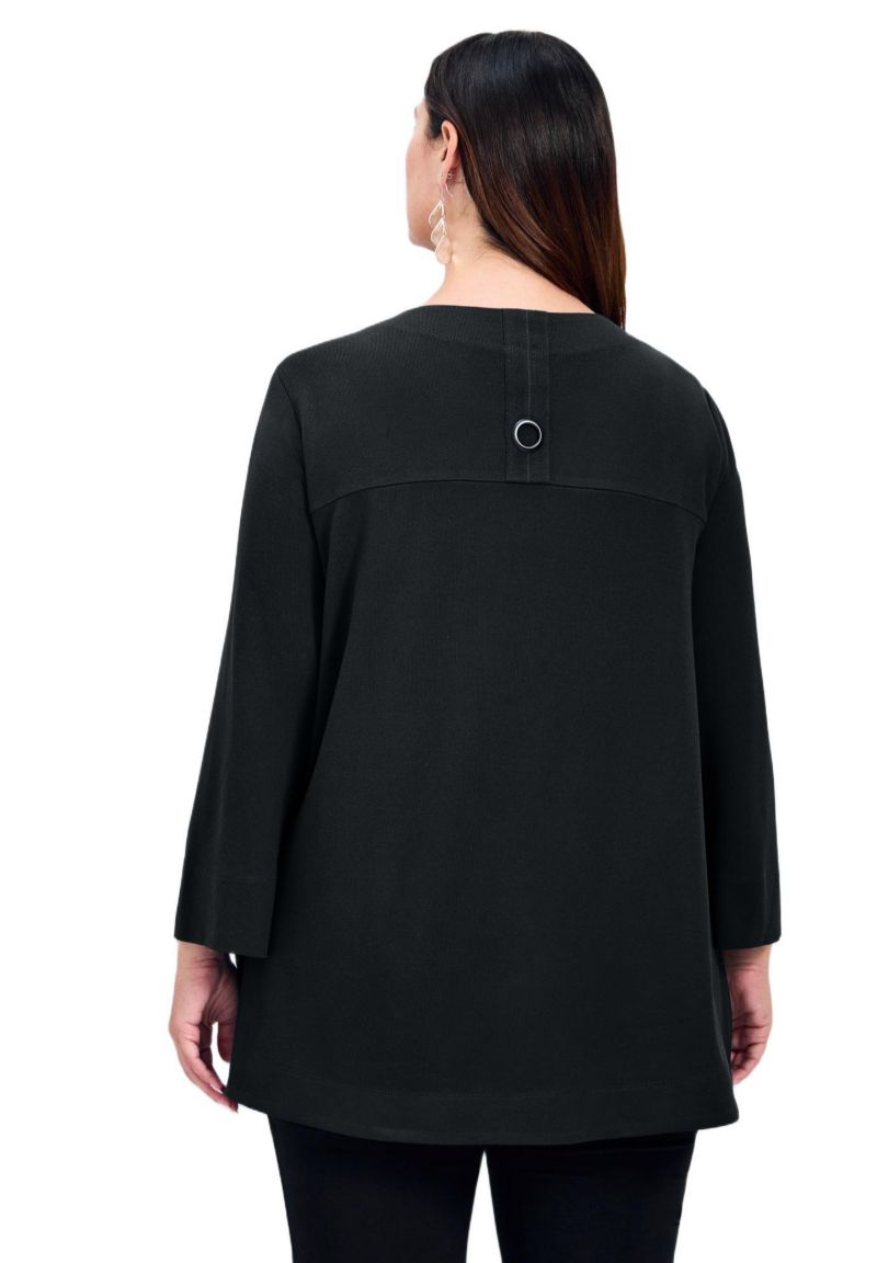 Women's Plus Size Breanna Eyelet Detail Hacci Top
