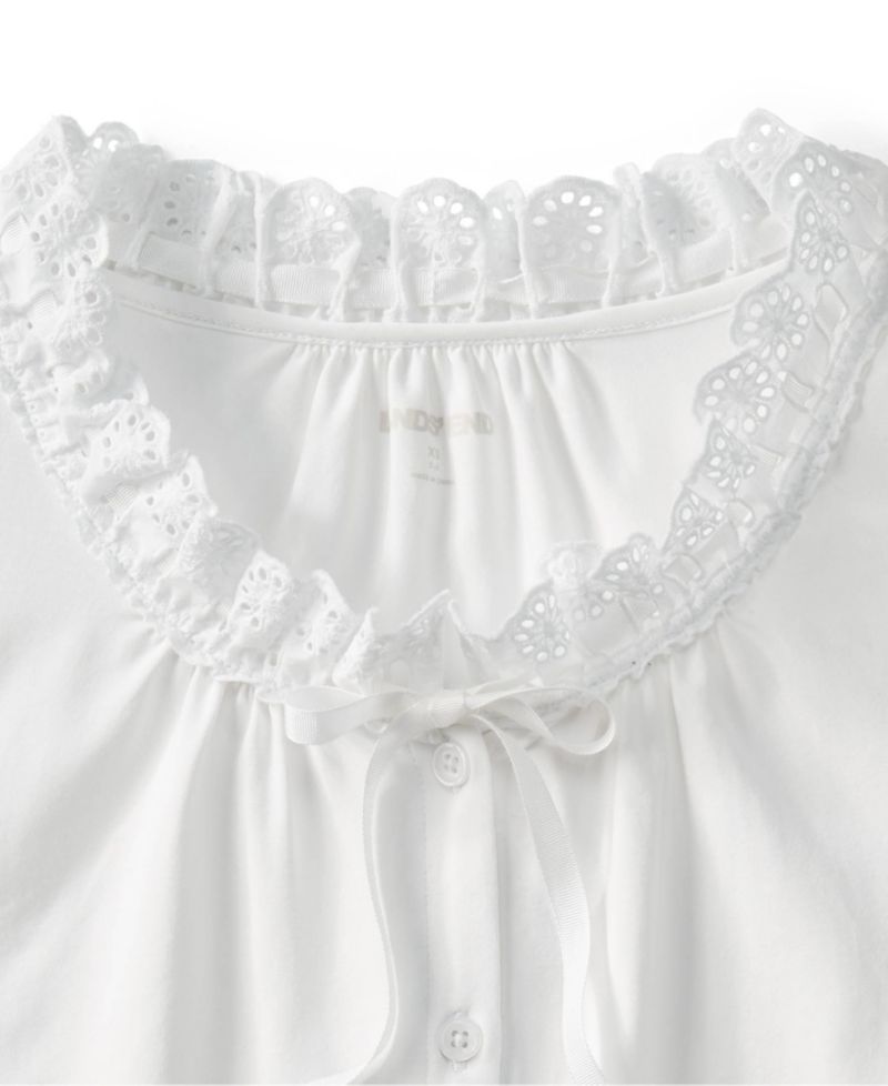 Plus Size Lightweight Jersey Button Front Lace Trim Tank
