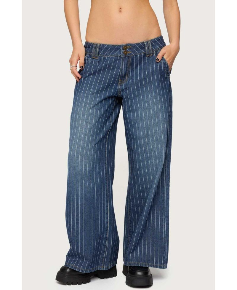 Women's Cory Striped Low Rise Baggy Jeans