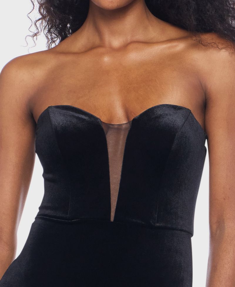 Junior's Strapless Midi Feather Dress