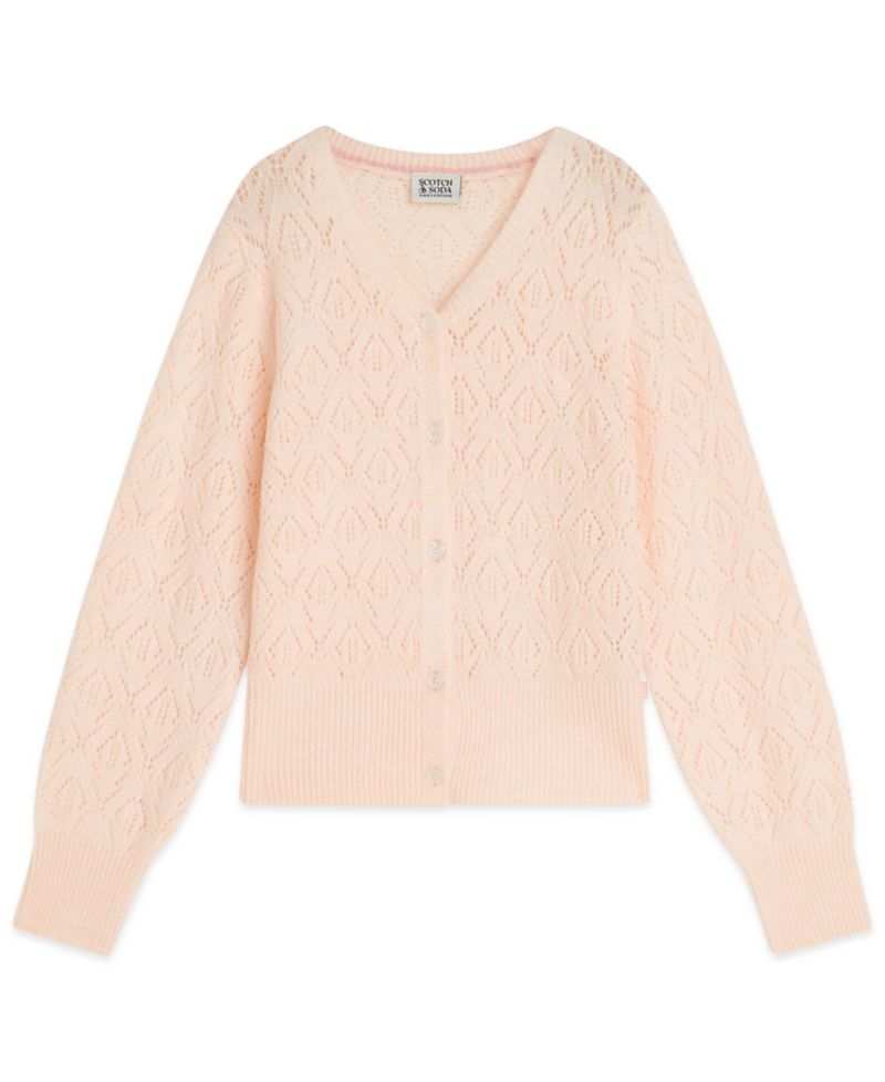 Girls' 7-16 Pointelle Knit Sweater