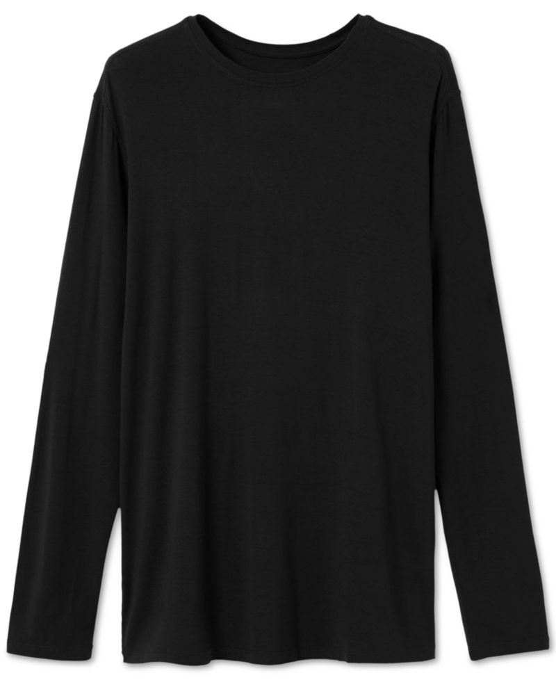 Men's Snooze Relaxed-Fit Heathered Long-Sleeve Sleep T-Shirt