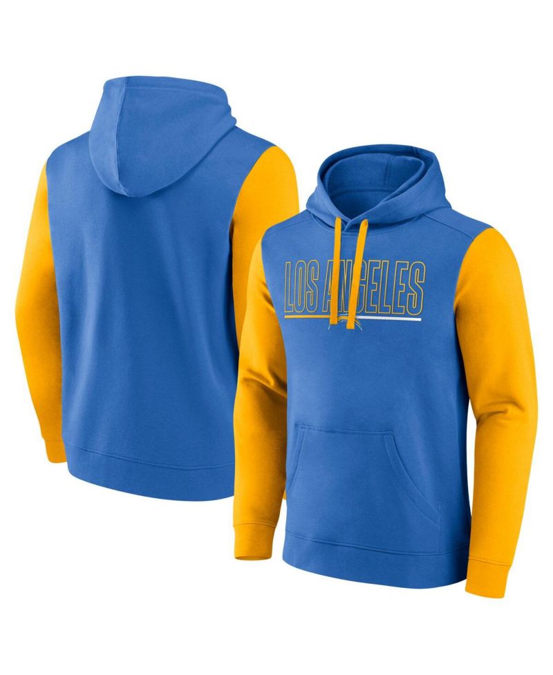 Men's Powder Blue/Gold Los Angeles Chargers Outline Pullover Hoodie