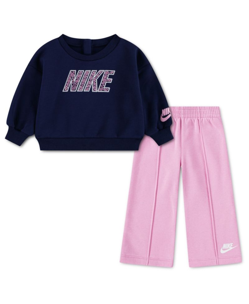 Baby Girls' Retro Remix Sweatshirt and Wide-Leg Pants, 2-Piece Set