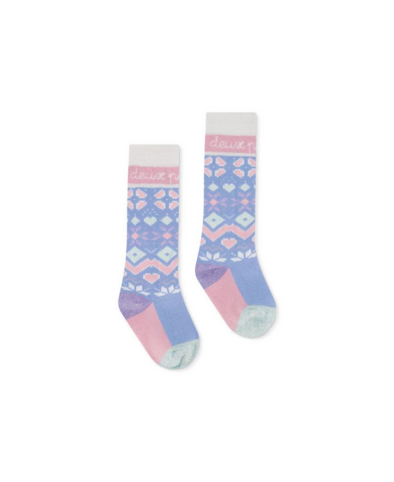 Girls' 4-16 Fair Isle Merino Wool-Blend Ski Socks