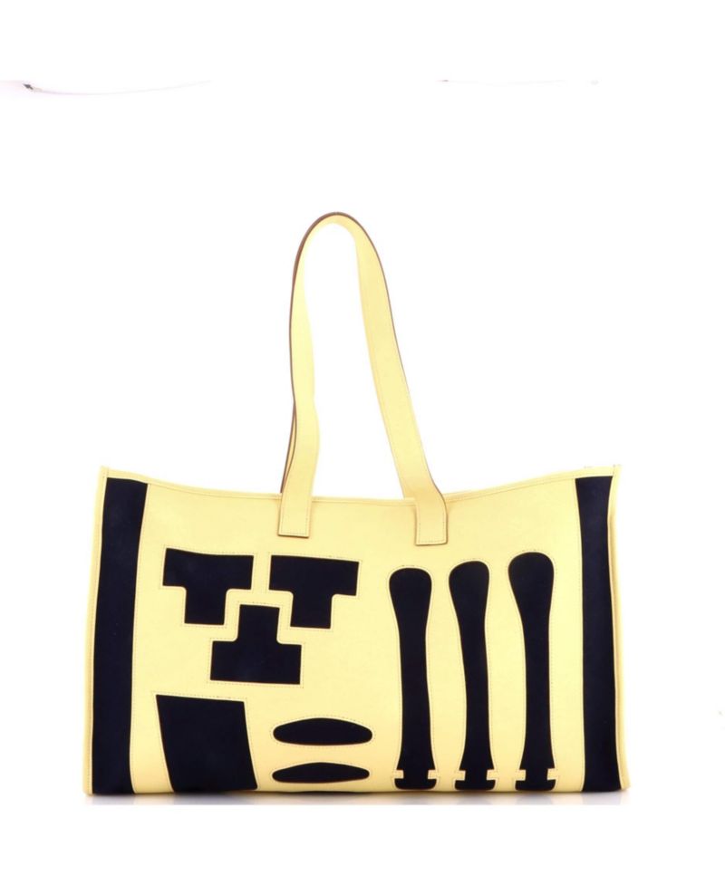 Skeleton Toile and Leather Tote, 19.5"W x 8"H x 5"D