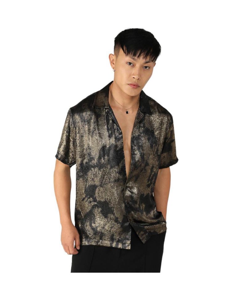 Men's Midnight Black & Metallic Gold Metallic Ombre Shirt