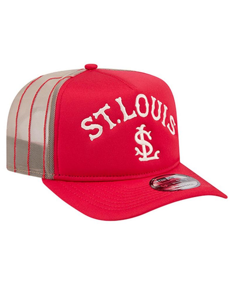 Men's Red St. Louis Cardinals Vintage Arched Foam Front 9FIFTY A-Frame Adjustable Trucker Hat