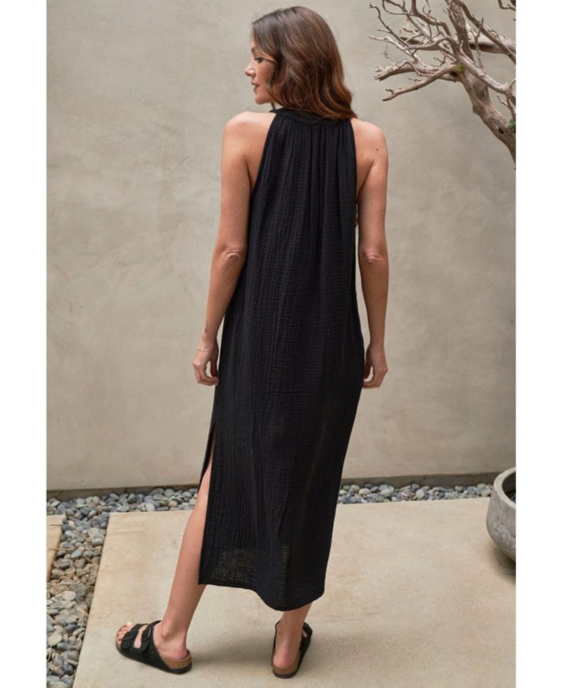 Women's Ocean+Main Sleeveless Gauze Midi Dress with Pockets