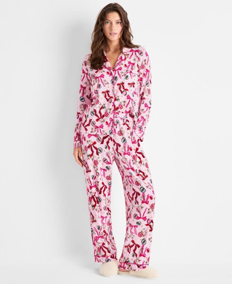 Women's Packaged Notched-Collar Pajama Set XS-3X