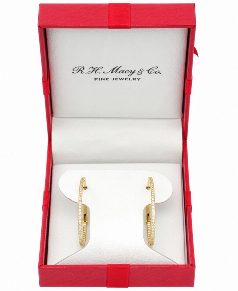 Diamond Hoop Earrings (1 ct. t.w.) in 14k White or Yellow Gold