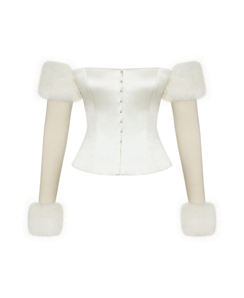 Women's Nola Off-Shoulder Fur Trimmed Top