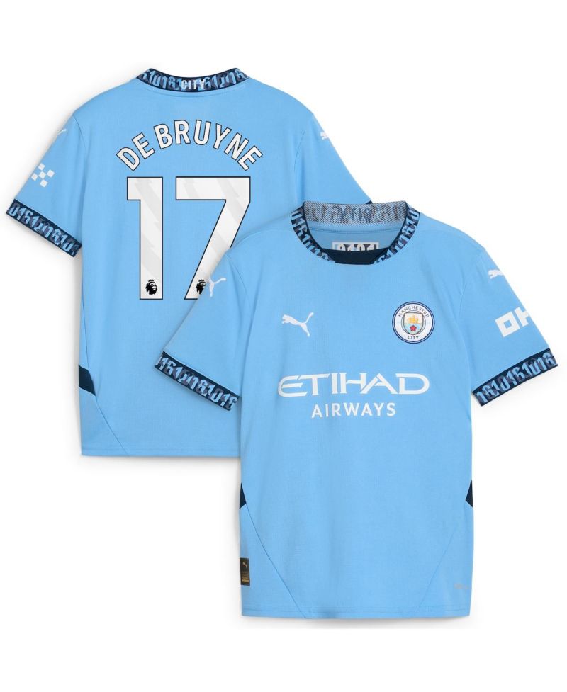 Youth Kevin De Bruyne Light Blue Manchester City 2024/25 Home Replica Player Jersey