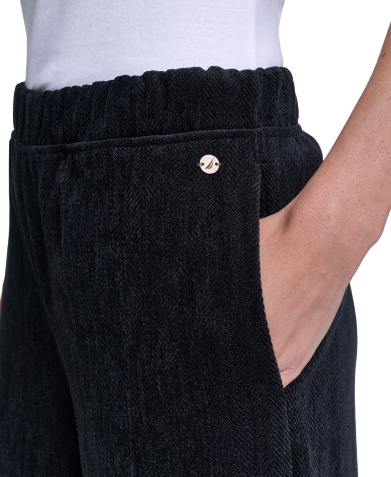 Women's High-Rise Wide-Leg Herringbone Pants