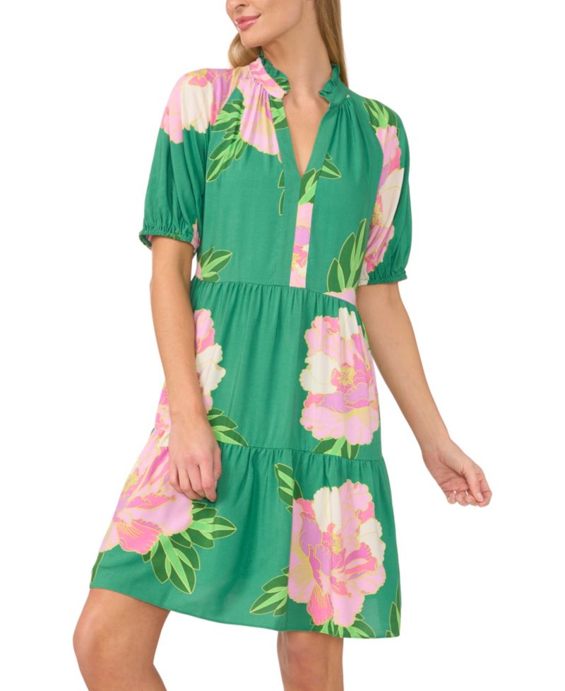 Women's V-Neck Tiered Babydoll Dress