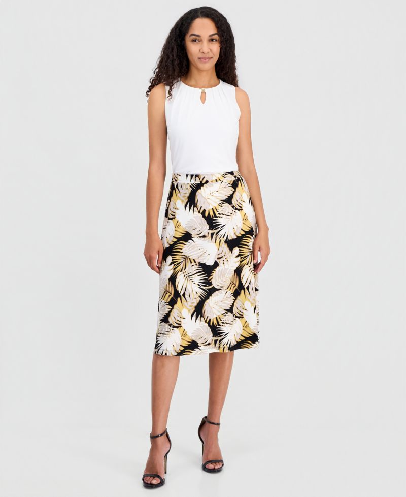 Women's Printed Pull-On A-Line Stretch Skirt